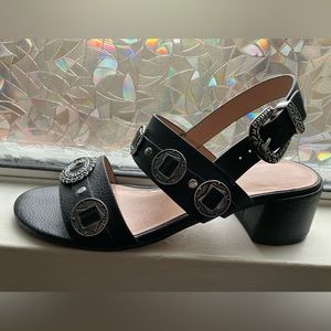 Strappy silver buckle sandals